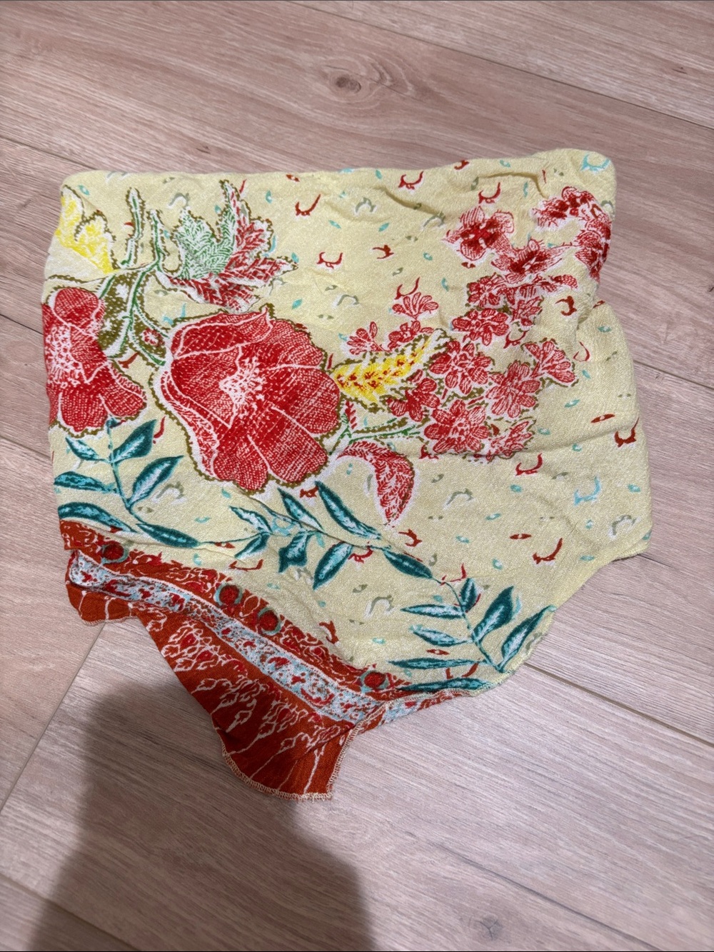 FP One Yellow Floral Cropped Top with Red Accent